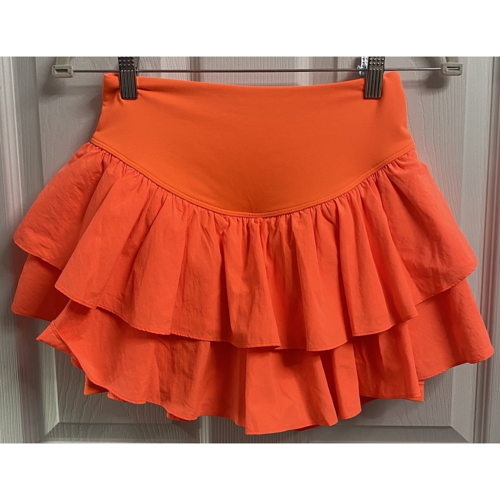 Free People FP Movement Women Bright Orange Field Day Athletic Skort NEW XS